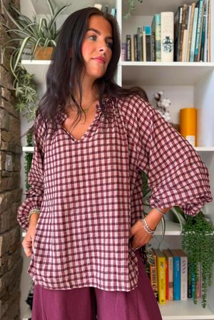 Vivienne Plaid Heathcliff Blouse Damson & Blush